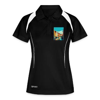 Danzig Polen Vintage Reiseposter WPA Souvenir - Frauen Polo atmungsaktiv - Schwarz/Weiß - Vorne