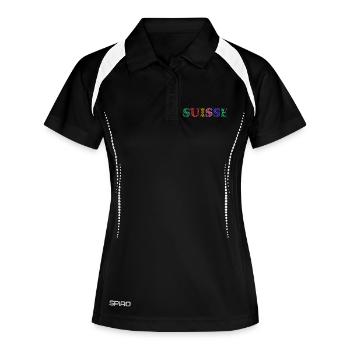 SUISSE. PAYS - Polo respirant Femme - noir/blanc - Devant