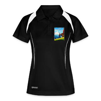 Duncansby Stacks Schottland UK Vintage Reiseposter - Frauen Polo atmungsaktiv - Schwarz/Weiß - Vorne