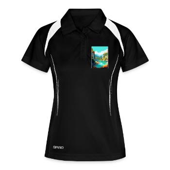 Peneda Geres Nationalpark Portugal Reiseplakat - Frauen Polo atmungsaktiv - Schwarz/Weiß - Vorne