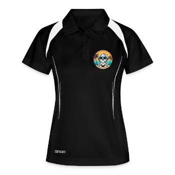Malteser Shih Tzu Hund Rasse Cartoon Sonnenbrille Strand - Frauen Polo atmungsaktiv - Schwarz/Weiß - Vorne