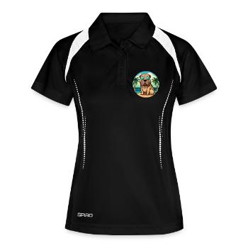 Chinesischer Shar Pei Hund Rasse Cartoon Sonnenbrille Strand - Frauen Polo atmungsaktiv - Schwarz/Weiß - Vorne
