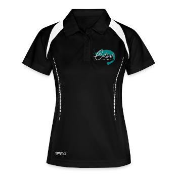 Wels Waller angeln Sportfischen Flussmonster - Frauen Polo atmungsaktiv - Schwarz/Weiß - Vorne