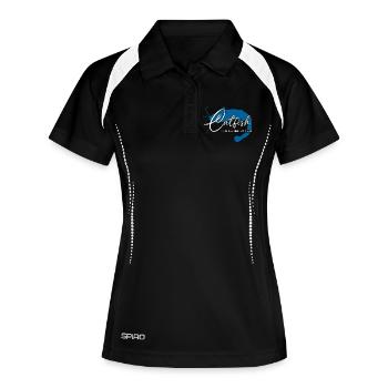 Wels Waller angeln Sportfischen Flussmonster - Frauen Polo atmungsaktiv - Schwarz/Weiß - Vorne