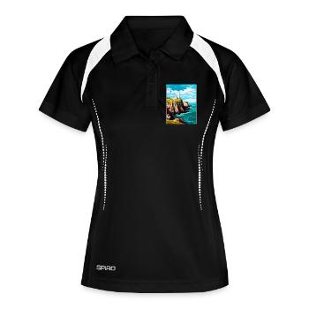South Stack Cliffs Anglesey Vintage Reiseposter - Frauen Polo atmungsaktiv - Schwarz/Weiß - Vorne