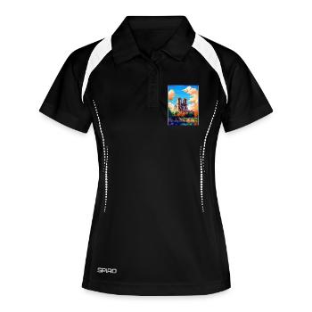 Notre Dame Frankreich Vintage Reiseplakat Souvenir - Frauen Polo atmungsaktiv - Schwarz/Weiß - Vorne