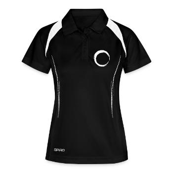 Kreis Linie Symbol weiß - Frauen Polo atmungsaktiv - Schwarz/Weiß - Vorne