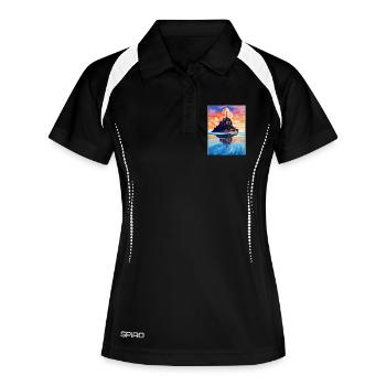 Mont Saint Michel Frankreich Vintage Reiseposter WPA - Frauen Polo atmungsaktiv - Schwarz/Weiß - Vorne