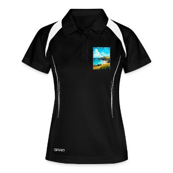 Cornwall England Uk Vintage Reiseplakat Souvenir - Frauen Polo atmungsaktiv - Schwarz/Weiß - Vorne