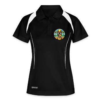Deutscher Jagdterrier Hunderasse Cartoon Beach - Frauen Polo atmungsaktiv - Schwarz/Weiß - Vorne