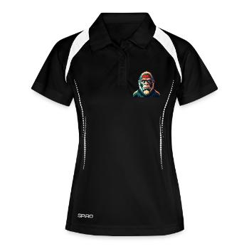 Big Foot Cartoon Figur Buntes Haustier Tier - Frauen Polo atmungsaktiv - Schwarz/Weiß - Vorne