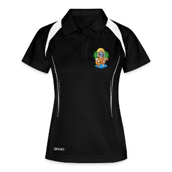 Lustige Pudel Hund Sommer Strand Sonnenbrille Hawaiianisch - Frauen Polo atmungsaktiv - Schwarz/Weiß - Vorne