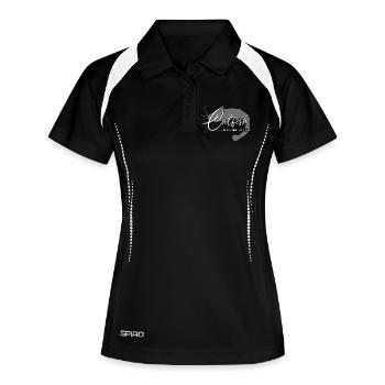 Wels Waller angeln Sportfischen Flussmonster - Frauen Polo atmungsaktiv - Schwarz/Weiß - Vorne