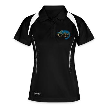 Wels Waller angeln Sportfischen Flussmonster - Frauen Polo atmungsaktiv - Schwarz/Weiß - Vorne