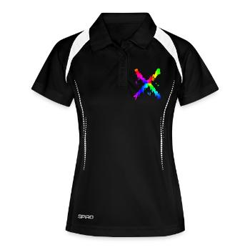 X Desing regenbogen - Frauen Polo atmungsaktiv - Schwarz/Weiß - Vorne