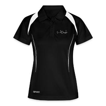 Schlüssel EKG Herzschlag Schlosser Geschenk - Frauen Polo atmungsaktiv - Schwarz/Weiß - Vorne