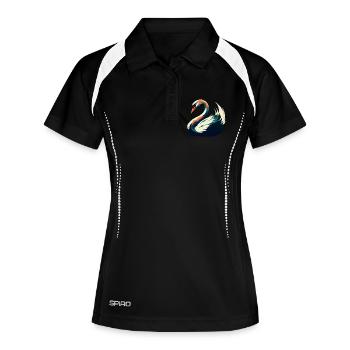 Schwan Cartoon Figur Buntes Haustier Tier - Frauen Polo atmungsaktiv - Schwarz/Weiß - Vorne