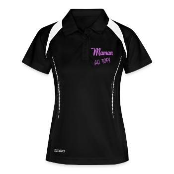 MAMAN. FÊTE DES MÈRES - Polo respirant Femme - noir/blanc - Devant