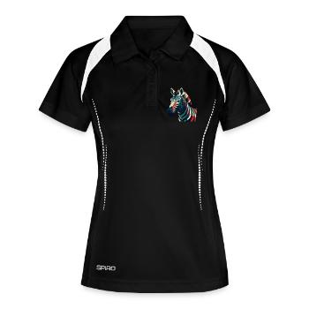 Zebra Cartoon Figur Buntes Haustier Tier - Frauen Polo atmungsaktiv - Schwarz/Weiß - Vorne