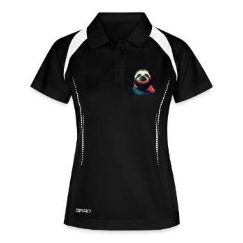 Sloth Cartoon Character Colorful Pet Animal - Women's Polo breathable - black/white - Front