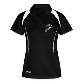 Dolphin Cartoon Character Colorful Pet Animal - Women's Polo breathable - black/white - Front