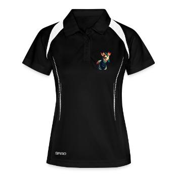 Okapi Zeichentrickfigur Buntes Haustier Tier - Frauen Polo atmungsaktiv - Schwarz/Weiß - Vorne
