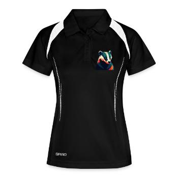 Dachs Zeichentrickfigur Buntes Haustier Tier - Frauen Polo atmungsaktiv - Schwarz/Weiß - Vorne