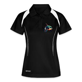 Orca Cartoon-Figur Buntes Haustier - Frauen Polo atmungsaktiv - Schwarz/Weiß - Vorne