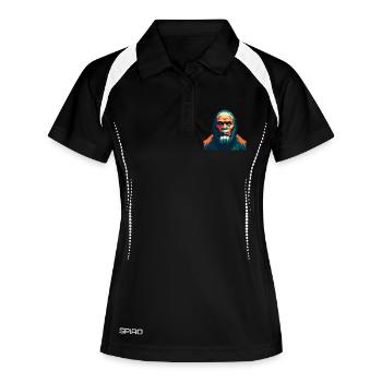 Big Foot Cartoon Figur Buntes Haustier Tier - Frauen Polo atmungsaktiv - Schwarz/Weiß - Vorne