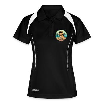 Shar Pei Hunderasse Cartoon Sonnenbrille Strand - Frauen Polo atmungsaktiv - Schwarz/Weiß - Vorne