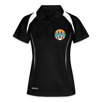 Sibirische Laika Hunderasse Cartoon Sonnenbrille Strand - Frauen Polo atmungsaktiv - Schwarz/Weiß - Vorne