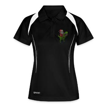 Weihnachten Dinosaurier Ugly Christmas Effekt - Frauen Polo atmungsaktiv - Schwarz/Weiß - Vorne