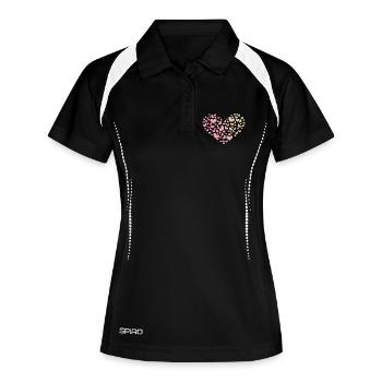 Herz aus Herzchen Liebe Romantisch Jahrestag - Frauen Polo atmungsaktiv - Schwarz/Weiß - Vorne