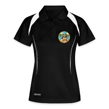 Friesischer Vorstehhund Rasse Cartoon Sonnenbrille Strand - Frauen Polo atmungsaktiv - Schwarz/Weiß - Vorne