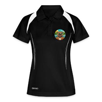 Bordeauxdogge Hunderasse Cartoon Sonnenbrille Strand - Frauen Polo atmungsaktiv - Schwarz/Weiß - Vorne