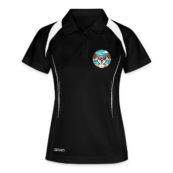 Kanadische Eskimo Hunderasse Cartoon Sonnenbrille Strand - Frauen Polo atmungsaktiv - Schwarz/Weiß - Vorne