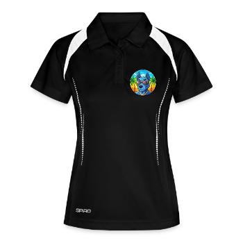 Blaue thailändische Ridgeback Hunderasse Cartoon Sonnenbrille - Frauen Polo atmungsaktiv - Schwarz/Weiß - Vorne
