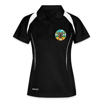 Serbischer Windhund Rasse Cartoon Sonnenbrille Strand - Frauen Polo atmungsaktiv - Schwarz/Weiß - Vorne