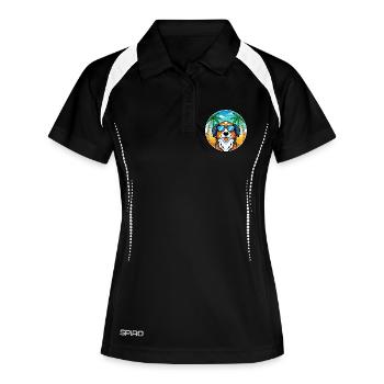 Berner Sennenhund Rasse Cartoon Sonnenbrille Strand - Frauen Polo atmungsaktiv - Schwarz/Weiß - Vorne