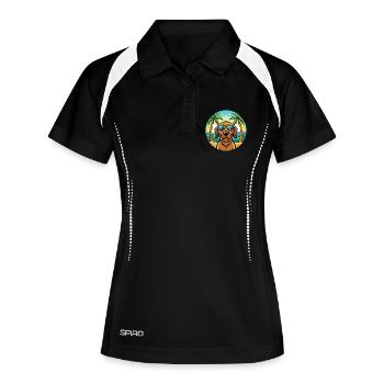 Bloodhound Hund Rasse Cartoon Sonnenbrille Strand - Frauen Polo atmungsaktiv - Schwarz/Weiß - Vorne