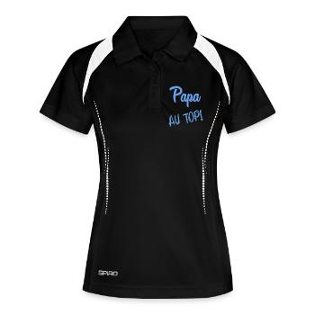 FROHER VATERTAG. PAPA. VATERTAG - Frauen Polo atmungsaktiv - Schwarz/Weiß - Vorne