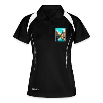 Leiden Niederlande Vintage Reiseplakat Souvenir - Frauen Polo atmungsaktiv - Schwarz/Weiß - Vorne