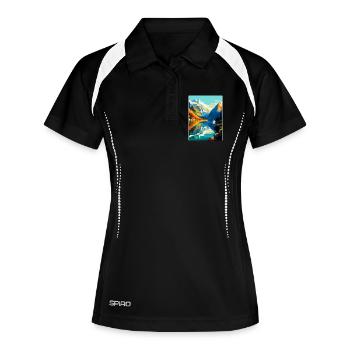Souvenir de l’affiche de voyage vintage des fjords de Norvège - Polo respirant Femme - noir/blanc - Devant
