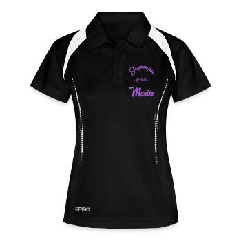 HOCHZEIT. PAAR. ICH HABE GERADE GEHEIRATET. Junggesellinnenabschied - Frauen Polo atmungsaktiv - Schwarz/Weiß - Vorne