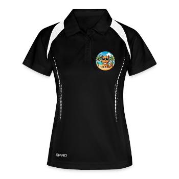 Ingwer Langhaar Katze Rasse Cartoon Sonnenbrille Strand - Frauen Polo atmungsaktiv - Schwarz/Weiß - Vorne