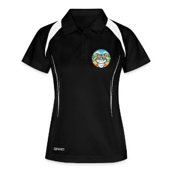 Verdünnte Kattunkatzenrasse Cartoon Sonnenbrille Strand - Frauen Polo atmungsaktiv - Schwarz/Weiß - Vorne