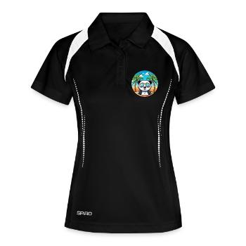 Panda Lustige Cartoon Sommer Strand Sonnenbrille Cool - Frauen Polo atmungsaktiv - Schwarz/Weiß - Vorne