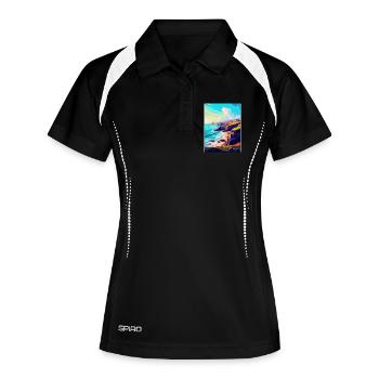 Lizard Point Angleterre Royaume-Uni Affiche de voyage Souvenir WPA - Polo respirant Femme - noir/blanc - Devant