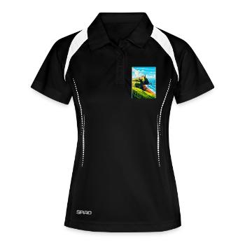 Dunnottar Castle England Uk Reise Poster Souvenir - Frauen Polo atmungsaktiv - Schwarz/Weiß - Vorne