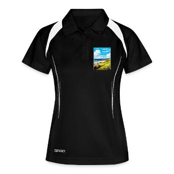 Isle Of Coll Schottland UK Vintage Reiseposter WPA - Frauen Polo atmungsaktiv - Schwarz/Weiß - Vorne